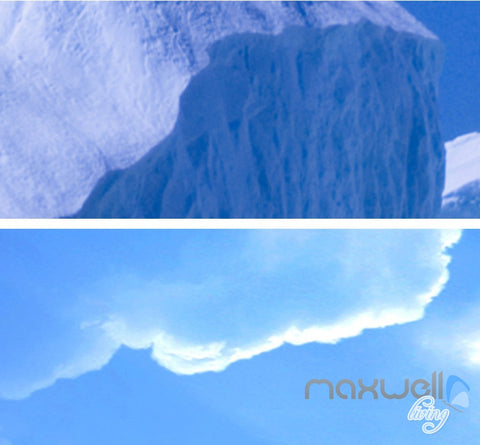 Image of 3D Iceberg Penguin Blue Sky Ceiling Entire Living Room Wallpaper Wall Mural Art IDCQW-000226