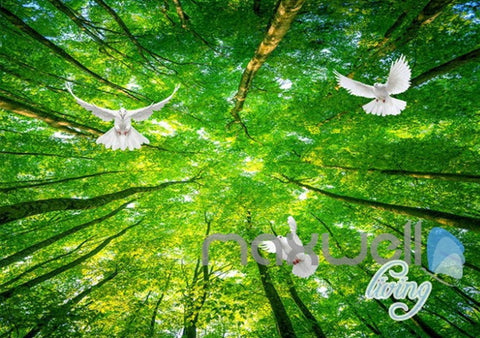 Image of 3D Sunrise Forest Deer Entire Living Room Bedroom Wallpaper Wall Mural Art Prints IDCQW-000228