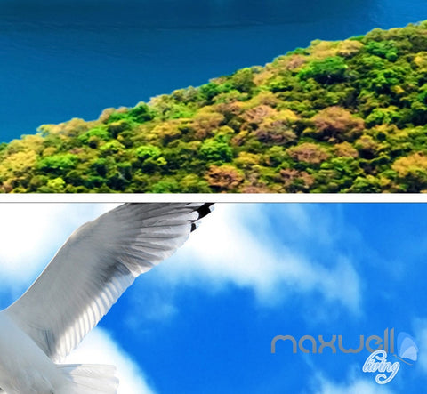 Image of 3D Island View Segull Blue Sky Ceiling Entire Living Room Wallpaper Wall Mural Art IDCQW-000229