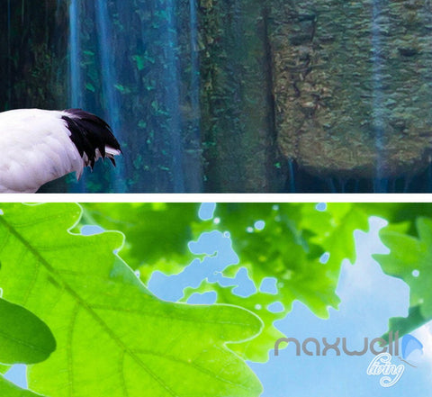 Image of 3D Crane Bird Waterfall Forest Entire Living Room Wallpaper Wall Mural Art Prints IDCQW-000231