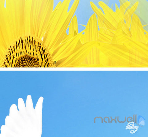 Image of 3D Sunflower Field Pigeon Entire Living Room Wallpaper Wall Mural Art Decor Prints IDCQW-000234