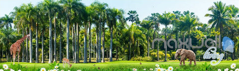 Image of 3D African Grassland Animals Sky Ceiling Entire Living Rooom Wall Mural Art Decor IDCQW-000237