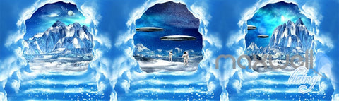 Image of 3D Clouds Stairs Spacecraft Astronauts Entire Living Room Wallpaper Wall Mural Art IDCQW-000238