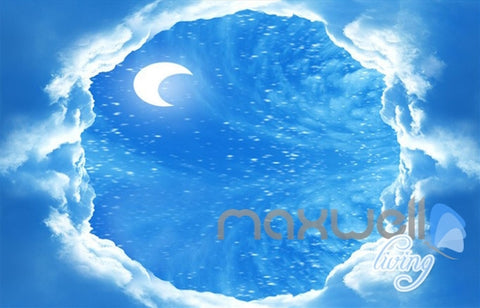 Image of 3D Clouds Stairs Spacecraft Astronauts Entire Living Room Wallpaper Wall Mural Art IDCQW-000238