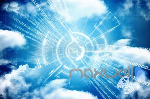 Image of 3D Digital Cyber Data Math Science Entire Office Room Wallpaper Wall Mural Art Decor IDCQW-000244