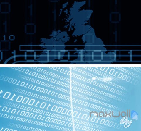 Image of 3D Digital Cyber Data Math Science Entire Office Room Wallpaper Wall Mural Art Decor IDCQW-000244