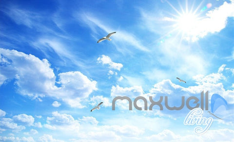 Image of 3D Beach Carbin Hot Airballoon Entire Living Room Wallpaper Wall Mural Decor IDCQW-000249