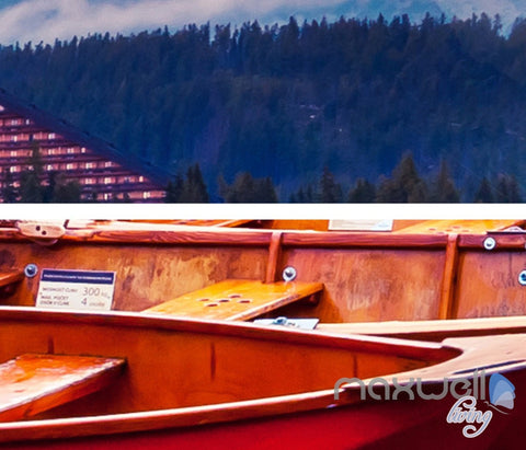 Image of 3D Moutains Reflection in Water Sunset Glow Entire Living Room Wallpaper Wall Mural IDCQW-000252