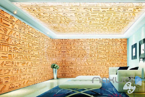 Image of 3D Egyptian Words Icons Entire Living Room Business Wallpaper Wall Mural Art Decor IDCQW-000253