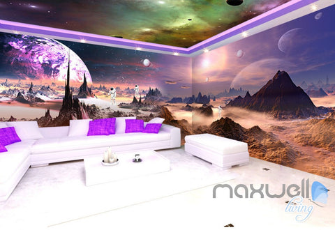 Image of 3D Outerspace Universe Galaxy Entire Living Room Office Wallpaper Wall Mural Art IDCQW-000258