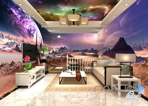 Image of 3D Outerspace Universe Galaxy Entire Living Room Office Wallpaper Wall Mural Art IDCQW-000258
