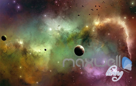 Image of 3D Outerspace Universe Galaxy Entire Living Room Office Wallpaper Wall Mural Art IDCQW-000258