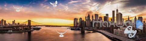 Image of 3D Modern Bridge City Entire Living Room Office Wallpaper Wall Mural Art IDCQW-000259