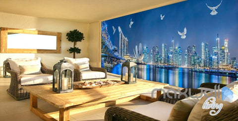 Image of 3D City Night Light Show Entire Living Room Office Wallpaper Wall Mural Art IDCQW-000260