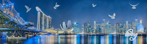 Image of 3D City Night Light Show Entire Living Room Office Wallpaper Wall Mural Art IDCQW-000260