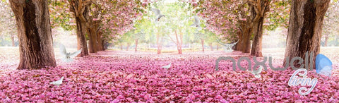 Image of 3D Cherry Blossom Tree Entire Living Room Office Wallpaper Wall Mural Art IDCQW-000261