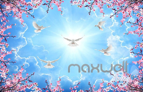 Image of 3D Cherry Blossom Tree Entire Living Room Office Wallpaper Wall Mural Art IDCQW-000261