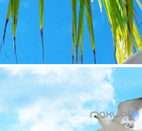 Image of 3D Palm Tree Beach Ocean Theme Entire Living Room Office Wallpaper Wall Mural IDCQW-000264