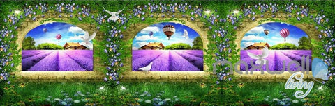 Image of 3D Lavender Farm Arches Vine Entire Living Room Bedroom Wallpaper Wall Mural Art IDCQW-000266