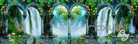 Image of 3D Arch Waterfalls Vine Entire Living Room Bedroom Wallpaper Wall Mural Art IDCQW-000268