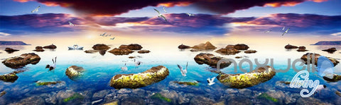 Image of 3D Clouds Lake Rocks Entire Living Room Business Wallpaper Wall Mural Art Decor IDCQW-000270