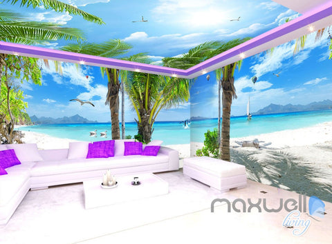 Image of 3D Fiji Tropical Island Entire Living Room Business Wallpaper Wall Mural Art IDCQW-000271