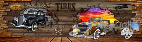 Image of 3D Cars Break Brick Wall Entire Living Room Business Wallpaper Mural Art Decor IDCQW-000272