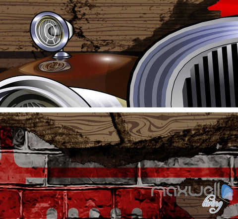 Image of 3D Cars Break Brick Wall Entire Living Room Business Wallpaper Mural Art Decor IDCQW-000272
