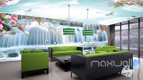 Image of 3D Peony Flower Large Waterfall Entire Living Room Bedroom Wallpaper Wall Mural IDCQW-000275
