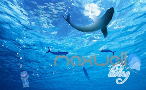Image of 3D Whale Shark Underwater Ceiling Entire Living Room Bathroom Wallpaper Wall Mural IDCQW-000276