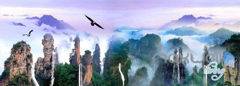 Image of 3D Mountains Rocks Clouds Entire Living Room Business Wallpaper Wall Mural Art IDCQW-000277