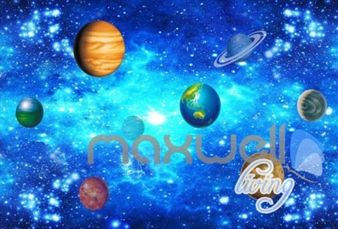 Image of 3D Solar Earth Planets Unvierse Entire Living Room Bedroom Wallpaper Wall Mural IDCQW-000278