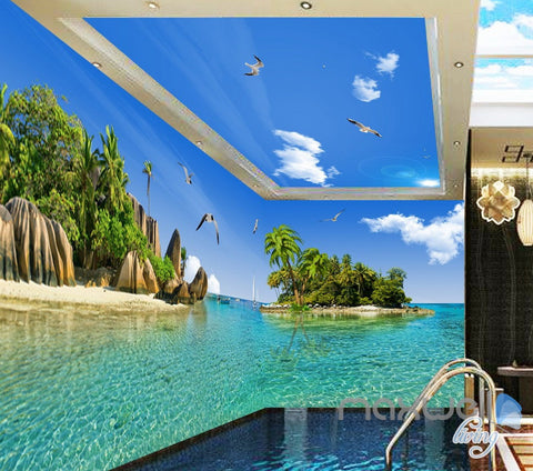 Image of 3D Island Rocks Seagull Birds Entire Living Room Business Wallpaper Wall Mural Art IDCQW-000283