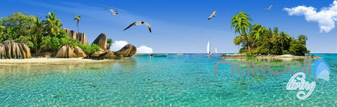 Image of 3D Island Rocks Seagull Birds Entire Living Room Business Wallpaper Wall Mural Art IDCQW-000283