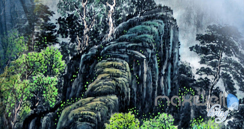 Image of 3D Huangshan Mountain Pine The Great Wall Entire Living Room Wallpaper Wall Mural Decal IDCQW-000298