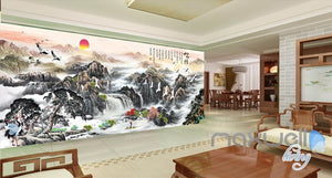3D Classic Chinese Style Mountain Sunrise Entire Living Room Wallpaper Wall Mural Decal IDCQW-000301