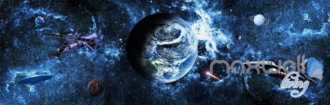 Image of 3D Earth Spacecraft Science Explore Entire Living Room Business Wallpaper Wall Mural Decal IDCQW-000306