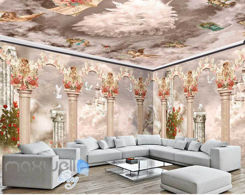 Image of 3D Little Angel Ceiling Pillar Wall Murals Wallpaper Decals Art Print Decor IDCQW-000312