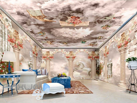 Image of 3D Little Angel Ceiling Pillar Wall Murals Wallpaper Decals Art Print Decor IDCQW-000312