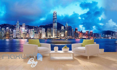 Image of 3D Modern City Cloud Sky Wall Murals Wallpaper Decals Art Print IDCQW-000316