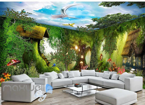Image of 3D Fantacy Wonderland Tree House Wall Murals Wallpaper Decals Art Print IDCQW-000317