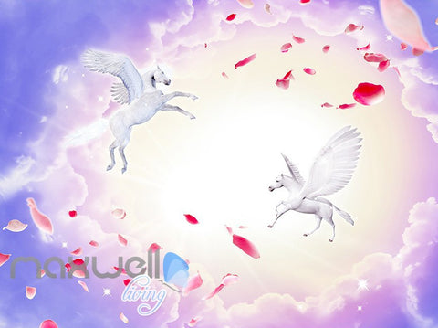 Image of 3D Unicorn Rainbow Castle Wall Murals Wallpaper Wall Paper Decals Art Print Decor IDCQW-000327