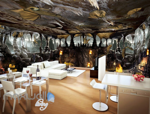 Image of 3D Cave Treasure Bat Wall Murals Wallpaper Wall Paper Decals Art Print Decor IDCQW-000330
