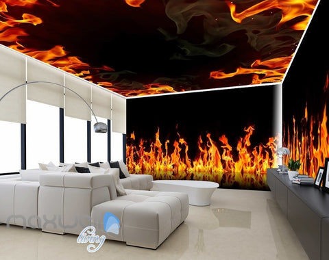 Image of custom size 3D Fire Flame Wall Murals Wallpaper Paper Art Print Decor IDCQW-000338