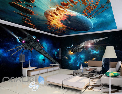 Image of 3D Star Wall Spacecraft Battle Wall Murals Wallpaper Paper Art Print Decor IDCQW-000340