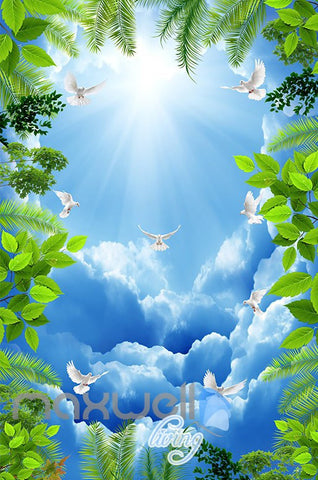 Image of 3D Forest House Pigeon Deer Wall Murals Wallpaper Art Print Decor IDCQW-000362