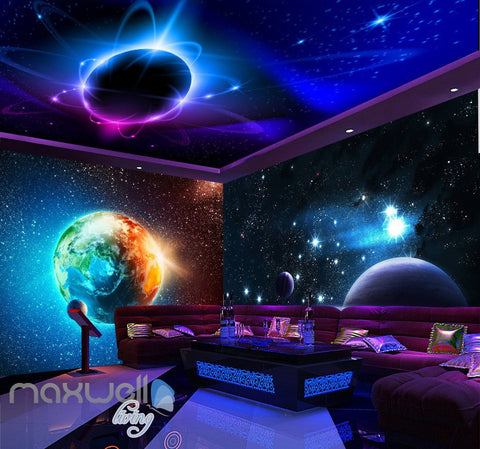 Image of custom size 3D Earth Planets Universe Wall Murals Wallpaper Art Print Decor IDCQW-000364