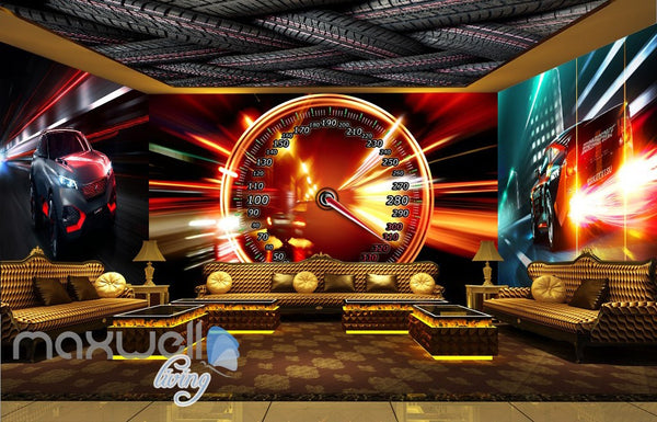 3D Racing Car wheels Wall Murals Wallpaper Art Print Decor IDCQW-00036 ...