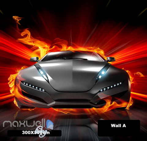 Image of 3D Racing Car Flame Wall Murals Wallpaper Paper Art Print Decor IDCQW-000368