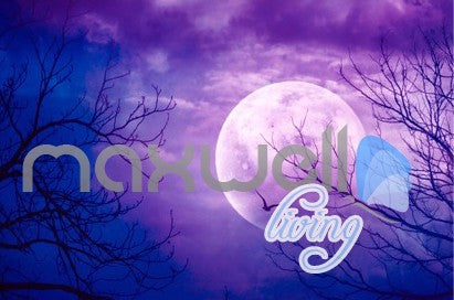 Image of 3D Forest Deer Moon Ceiling Wall Murals Wallpaper Paper Art Print Decor IDCQW-000369